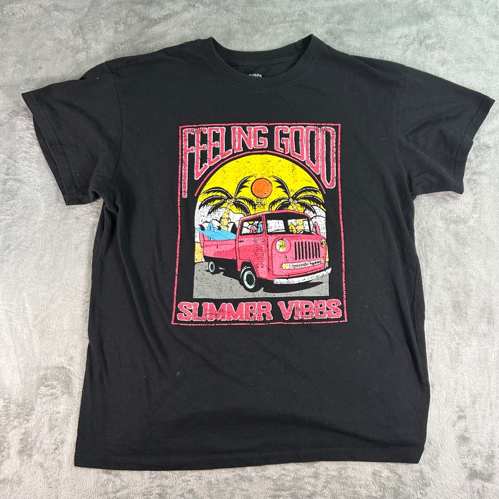 Brisco Brands Feeling Good Summer Vibes Graphic T-Shirt Black Mens Large